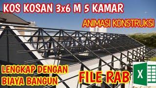 Biaya Bangun Kos Kosan 3x6 m  Desain Kos Kosan 3x6 m 5 Kamar  Animasi Konstruksi