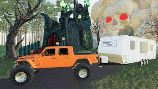 Camper stranded in haunted swamp  Farming Simulator 19 camping and mudding