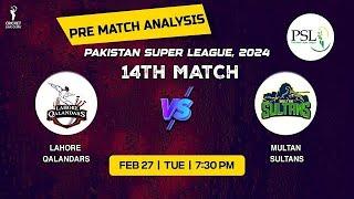 PSL 2024  14th Match Prediction  Lahore Qalandars vs Multan Sultan  Today Match Prediction #PSL