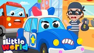 Fire Truck & Police Car To The Rescue  Little World - Kids Songs & Nursery Rhymes