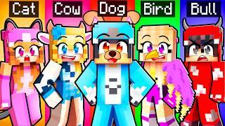 10 FRIENDS on one ANIMAL BLOCK in Minecraft