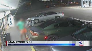 CAUGHT ON CAMERA Shots fired after gas station robbery