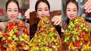 Eating Spicy Big Fish Fry Mukbang  Eating Fish Curry  Fried Fish Head  ASMR eating videos