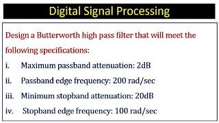 Design of Butterworth high pass filter