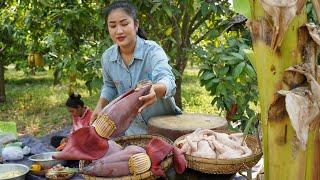 Countryside vlog Cook banana flower with chickens - Country food cooking