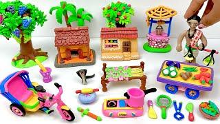 DIY How to make polymer clay miniature Village house kitchen set water well Tree Doll  Dolliyon