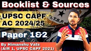 Booklist & Sources for UPSC CAPF 2024 Exam  UPSC CAPF 2024 Booklist #upsc  #capf #capfac #capf2024