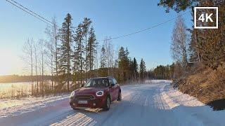 Winter Drive from Heinola to Lahti Harbor in Finland - 4K