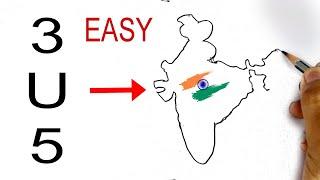 3U5 turns into India Map Drawing  Easy India Map drawing  Independence day drawing