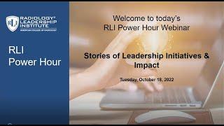 October 2022 Power Hour Webinar – Stories of Leadership Initiatives & Impact