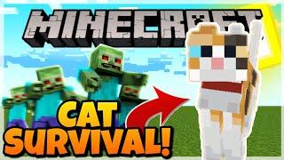 Minecraft Hardcore Survival But I Play as a Cat - Random Mob Challenge BedrockMCPE