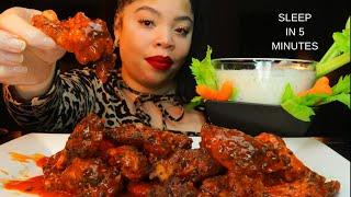 Buffalo chicken wings ASMR MUKBANG crunchy sounds for intense sleep