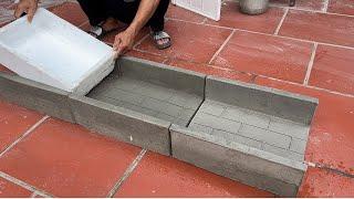 Casting Concrete Bricks From Cement And Styrofoam Box - Building Path For Vegetable Garden