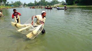 Traditional Cast Net Fishing in River