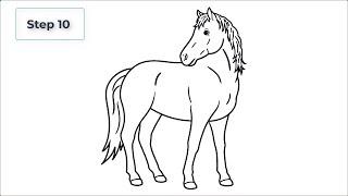 Draw a horse easily in 10 steps