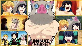 Inosuke being silly and Funny  English Dub Tanjiro Zenitsu and Inosuke moments