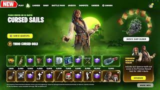 All Cursed Sails Pass FREE & Paid Rewards  Fortnite Pirates of The Caribbean Event