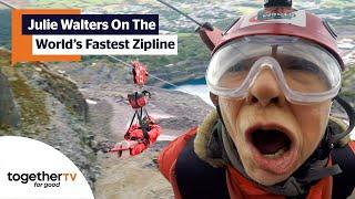 Julie Walters Flies On The Worlds Fastest Zipline  Coastal Railways With Julie Walters