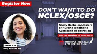 Bachelor Masters of Nursing leading to Australian nursing registration Pathway for nursing license