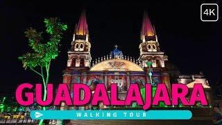 Guadalajara Walking Tour Centro Tlaquepaque & Zapopan at Night  Mexico in 4K60fps with Captions