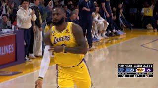 LeBron James makes the whole Lakers arena go crazy after hitting ice on my veins 3-pointer