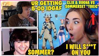 CLIX & BUGHA Vs SOMMERSET & Her NEW Duo GETS Toxic In 2v2 Zone Wars Wager Fortnite Funny Moments