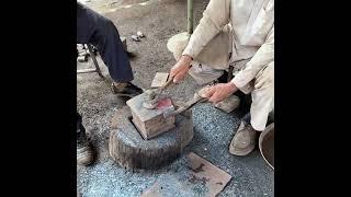 How to make razor sharp AXE from RAW rail steel? With Amazing Skills