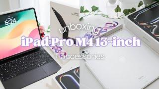 ipad pro m4 13 silver 1TB unboxing + accessories magic keyboard smart folio apple pencil pro