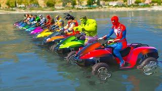 hombre araña en moto  spiderman hulk goku water moto bike challenge  GTA 5 MODS