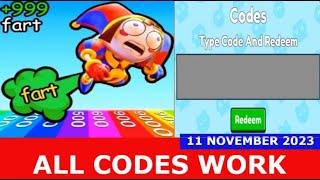 *ALL CODES WORK* Fart Race ROBLOX  NOVEMBER 11 2023