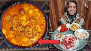 Cooking Abgoosht Broth the famous food in Iran - persian village life - آبگوشت ایرانی