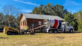 The Cement Truck Is Here  My Log Cabin is Finally Getting A Foundation