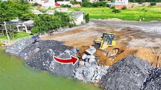 GoodNew Action Add 200m To side of lake Build the Road with Dozer pushing rock into deep water