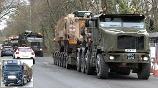 British Army trucks hauled by tank transporters tow trucks and other lorries 🪖 