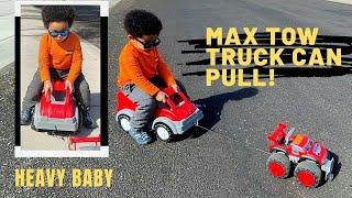 Max Tow Truck Pulling Gigantic Fire Truck and Bryck Baby Goes on Ride  Kids Trucks