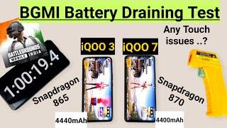 iQOO 7 vs iQOO 3 BGMI battery draining test & heating test any touch issues or not indepth review