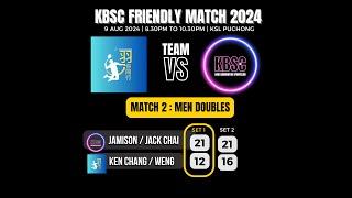 MATCH 2 SET 1 Jamison & Jack Chai KBSC vs Ken Chang & Weng 羽你同行 Score 21-12