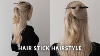 Easy Half Up Half Down Hair Stick Hairstyle  How to use a hair stick