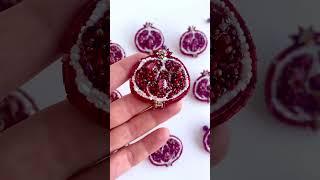 Брошь из бисера Гранат ручной работы #broochhandmade #embroideryart #брошьизбисера