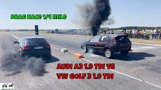 AUDI A3 1.9 TDI BKD VS VW GOLF 3 1.9 TDI drag race 14 mile  - 4K UHD