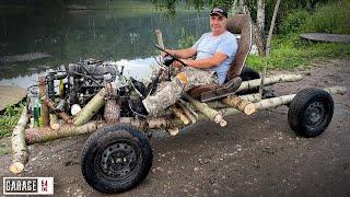 We make a car from logs in the forest in just 24 hours