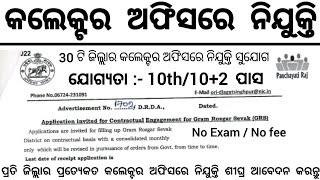 Odisha Collector Office Recruitment 2024  Odisha Govt Jobs 2024  10th Pass Odisha job