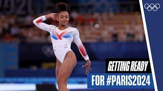 French gymnast Mélanie de Jesus dos Santos gets in the zone for #Paris2024