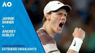Jannik Sinner v Andrey Rublev Extended Highlights  Australian Open 2024 Quarterfinal