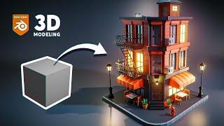 Modeling a Low Poly Building in Blender Timelaps