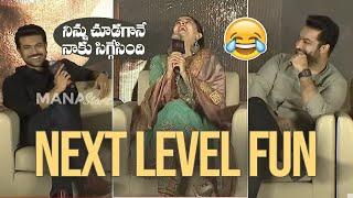 Alia Bhatt Making Hilarious Fun With NTR and Ram Charan  RRR Telugu Press Meet  Manastars