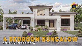 4 Bedroom Bungalow HOUSE DESIGN  170 sqm.  Exterior & Interior Animation