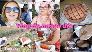 VLOG O PAI TEVE ALTA NOSSO DIA BOLO DELICIOSO COLHEMOS TOMATES ELISABETE NOGUEIRA