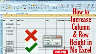 how to increase height in excel rowCells sheet  Imtech technical