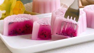 Dragon Fruit Agar-agar Jelly Mooncake  Agar-agar Recipes  Mid Autumn Festival Mooncake  火龙果燕菜果冻月饼